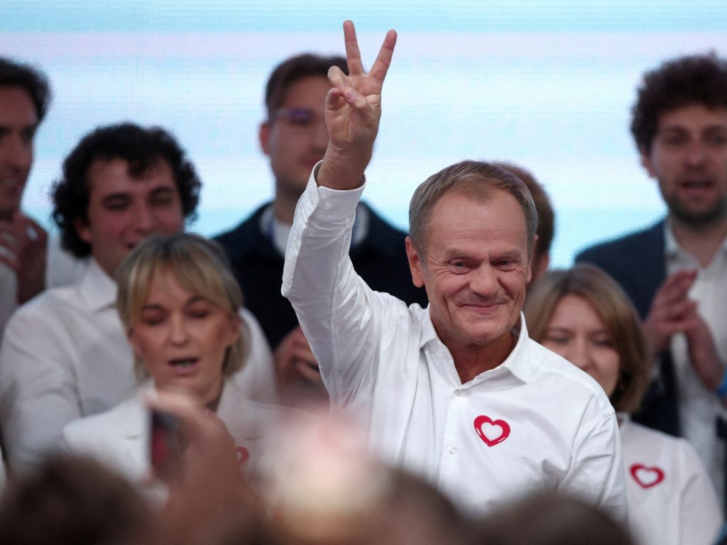 Tusk celebra la potenziale vittoria sui nazionalisti al potere nelle elezioni polacche