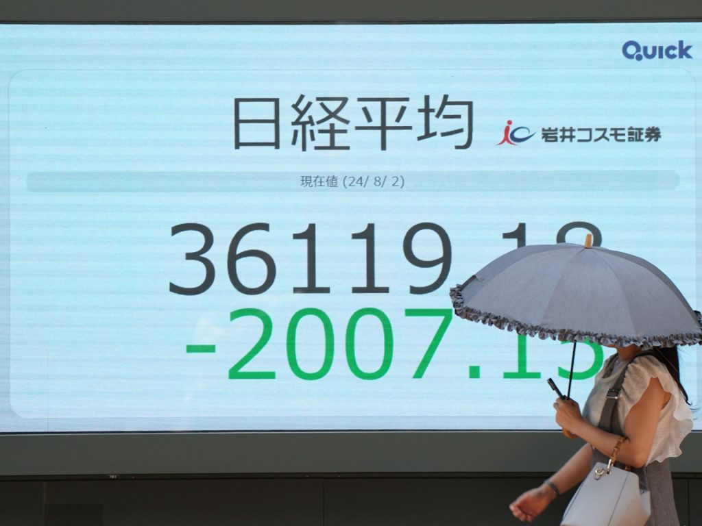 Crolla la borsa giapponese per i timori sull'economia statunitense