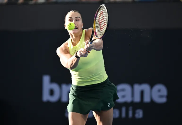 Aryna Sabalenka in azione.