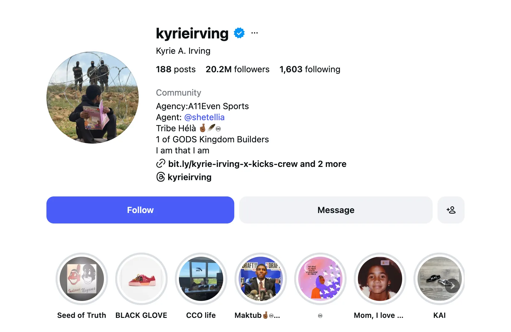 Kyrie Irving cambia la foto di Instagram per mostrare solidarietà alla Palestina