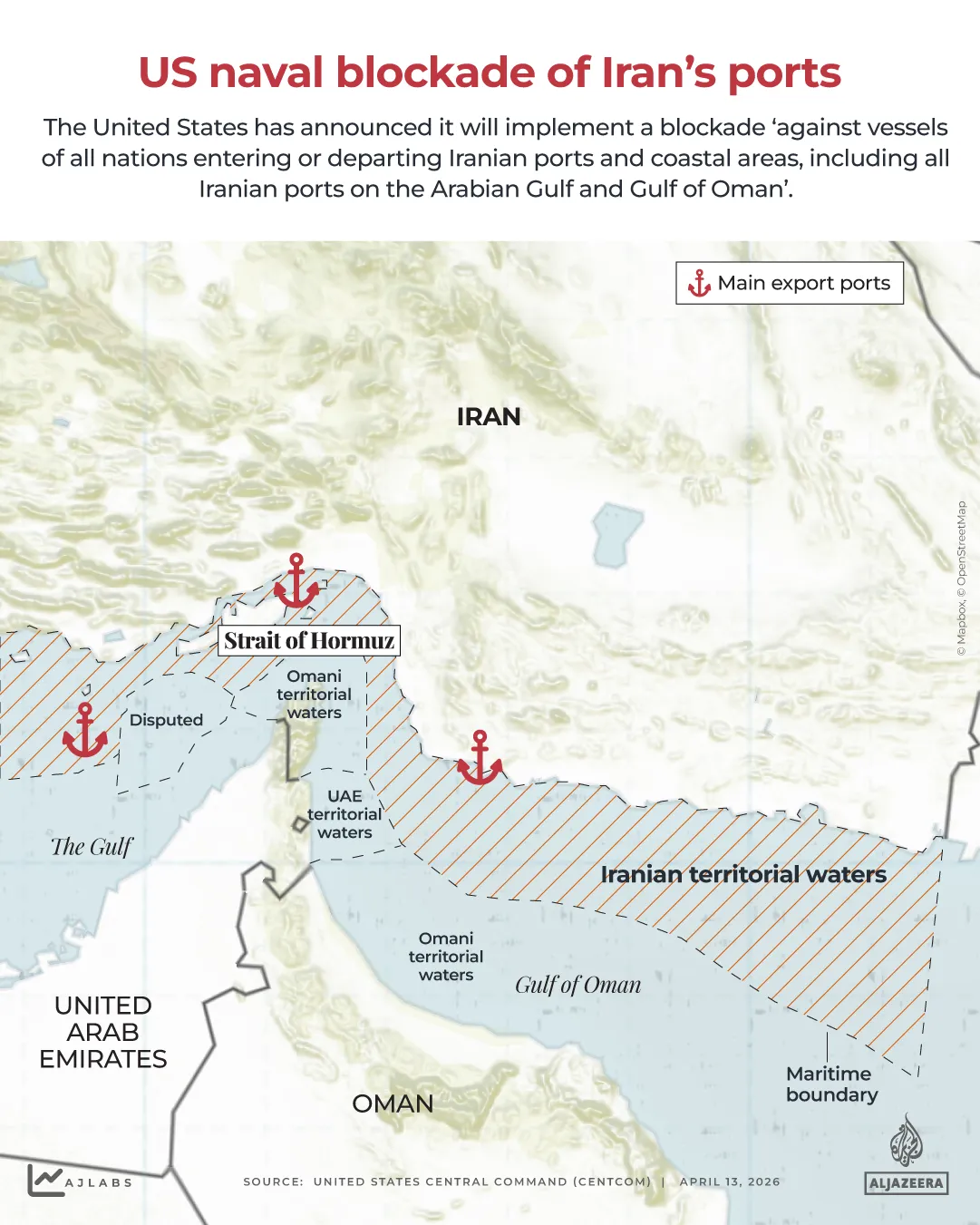 INTERATTIVO - Blocco navale statunitense dei porti iraniani - 13 APRILE 2026-1776092129