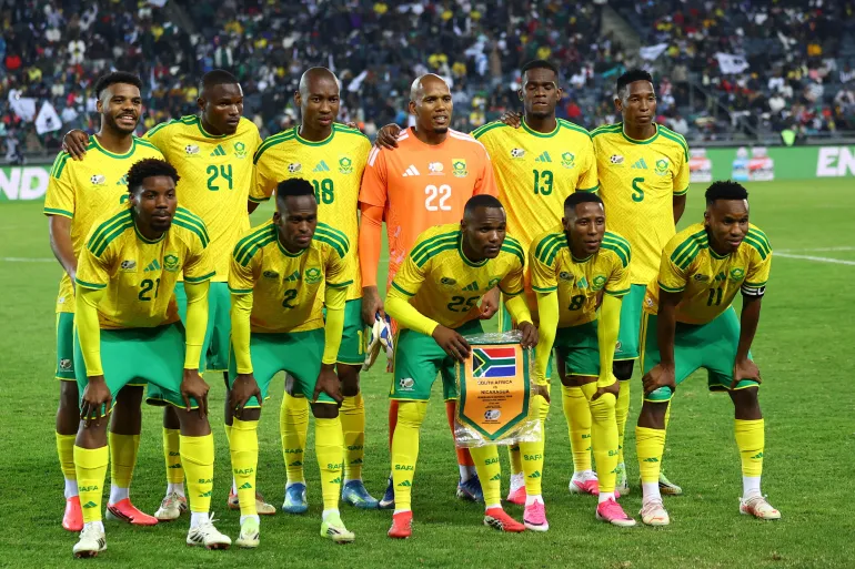 I giocatori del Sud Africa posano per una foto di gruppo