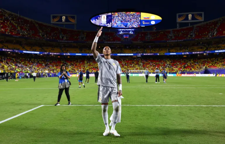 Calcio Calcio - Coppa del mondo FIFA 2026 - Gruppo e - Ecuador v Curacao - Kansas City Stadium, Kansas City, Missouri, USA - 20 giugno 2026 La Eloy Room di Curacao festeggia dopo la partita REUTERS/Hannah Mckay IMMAGINI TPX DEL GIORNO
