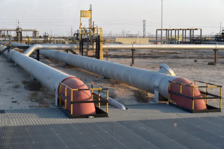 Una vista parziale dell'impianto di lavorazione del petrolio di Abqaiq in Arabia Saudita il 20 settembre 2019