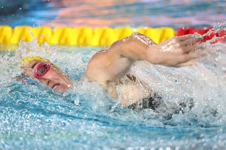 IRVINE, CALIFORNIA - 15 AGOSTO: Lani Pallister del Team Australia gareggia nella finale femminile di 800 m Freestyle il giorno 4 dei Campionati di nuoto Pan Pacific al William Woollett, Jr. Aquatics Center il 15 agosto 2026 a Irvine, California. Sean M. Haffey/Getty Images/AFP (Foto di Sean M. Haffey / GETTY IMAGES NORD AMERICA / Getty Images tramite AFP)