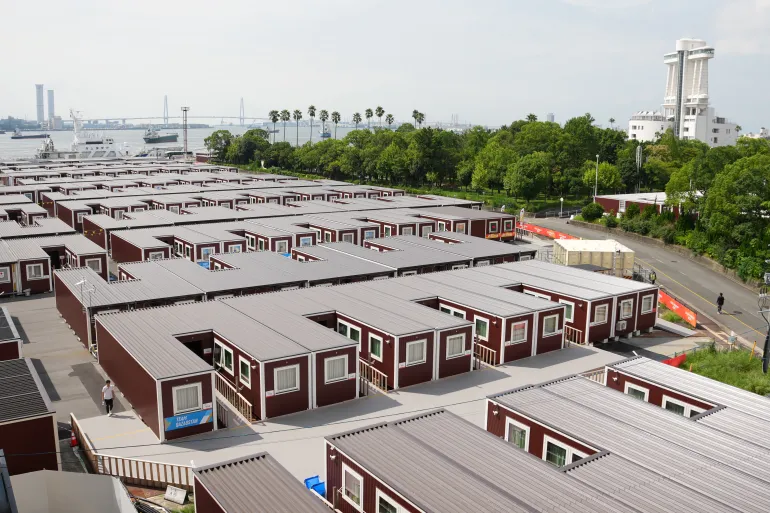 NAGOYA, GIAPPONE - 18 SETTEMBRE: Le strutture ricettive di tipo container per gli atleti vengono mostrate in vista dei 20 Giochi Asiatici Aichi-Nagoya il 18 settembre 2026 a Nagoya, Aichi, Giappone. (Foto di Toru Hanai/Getty Images)