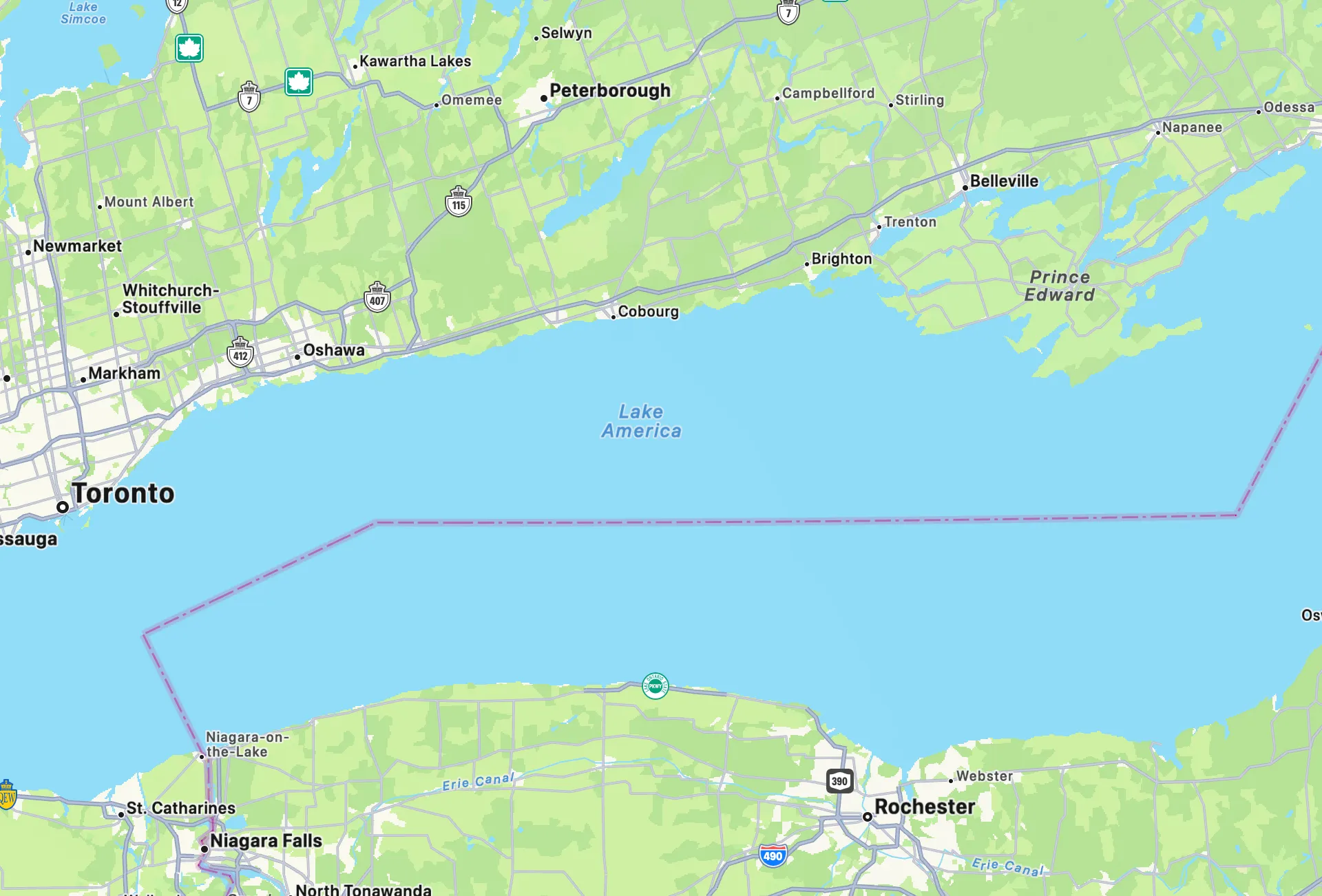 Apple cambia il nome del Lago Ontario in "Lake America" ​​nell'app Mappe